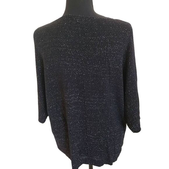 Gigi Moda Womens Black Sliver Sparkle Pull Over Knit Sweater - Picture 2 of 11